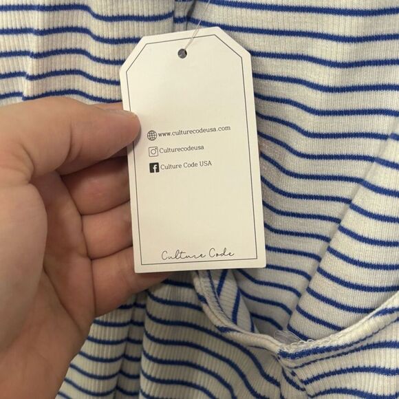 Culture Code Blue Striped Twist Neck Tank Top NWT Small Art - Picture 3 of 6